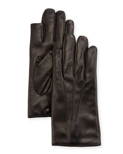 Guanti Giglio Fiorentino 3-point Napa Leather Gloves W/ Cashmere Lining In Black