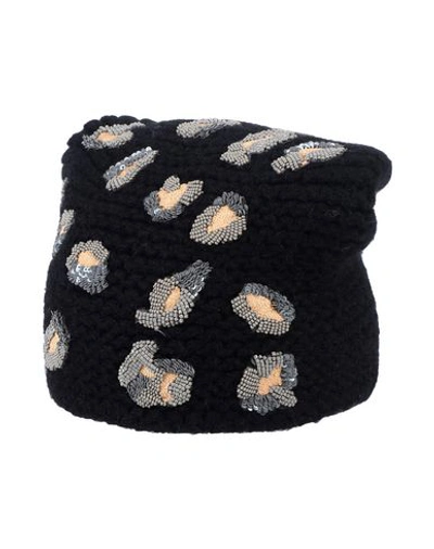 Jennifer Behr Bengal Knit Embellished Beanie Hat In Black