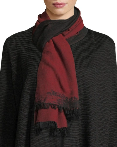 Eileen Fisher Organic Cotton Reversible Jacquard Scarf In Lacquer