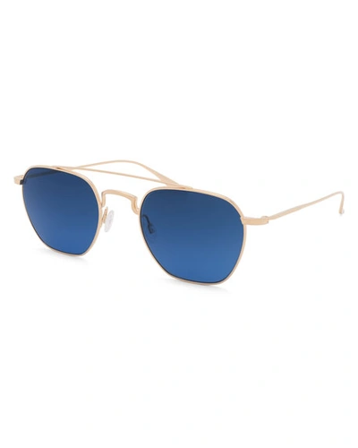 Barton Perreira Men's Doyen Titanium Aviator Sunglasses In Blue/gold