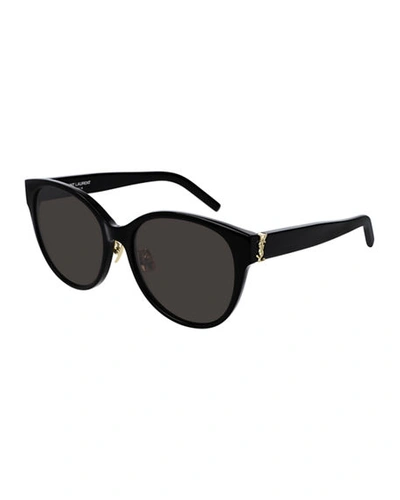 Saint Laurent Sl M39 Rounded Acetate Sunglasses In Black