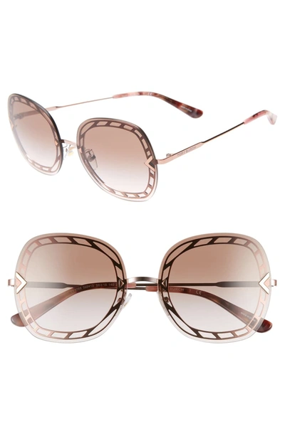 Tory Burch Rimless Lens-over-frame Square Sunglasses In Brown