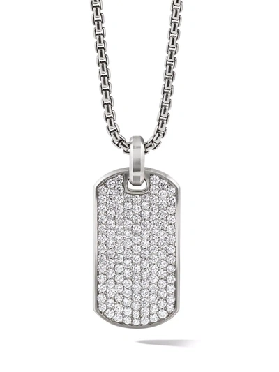 David Yurman Men's Streamline Tag Pendant With Diamonds In Silver, 35mm In Silber