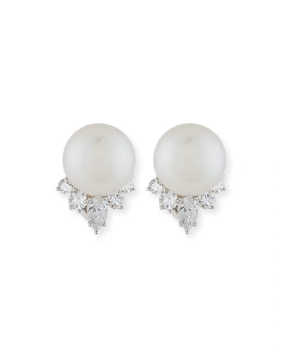 Assael Pearl & Pear-shaped Diamond Earrings In Platinum