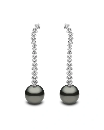 Yoko London 18k White Gold Tahitian Pearl & Diamond Drop Earrings
