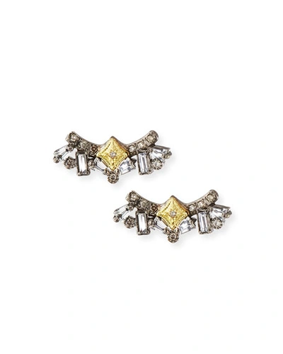 Armenta Old World Diamond & Sapphire Cluster Stud Earrings In Yellow/black