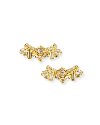 Armenta Sueno 18k Diamond & Sapphire Cluster Stud Earrings In Yellow/black