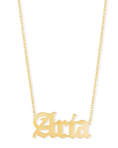 Sarah Chloe Ava Gothic Name Pendant Necklace In Gold