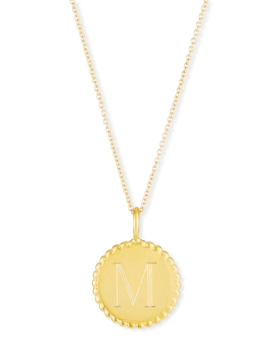 Sarah Chloe Madi Engraved Initial Pendant Necklace In Gold