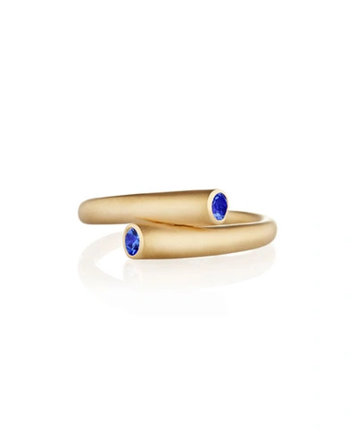 Carelle Whirl 18k Gold Ring With Blue Sapphires