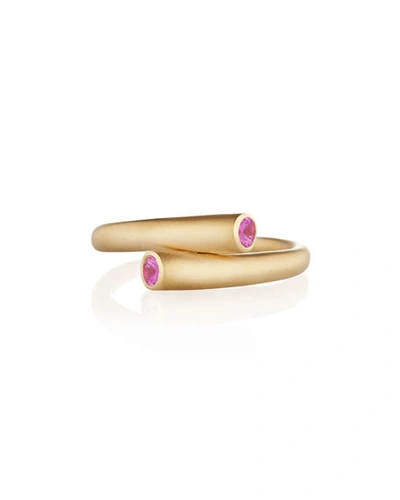 Carelle Whirl 18k Gold 2-sapphire Ring, Pink