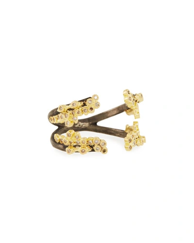 Armenta Old World Open Diamond Cluster Ring In Yellow/black