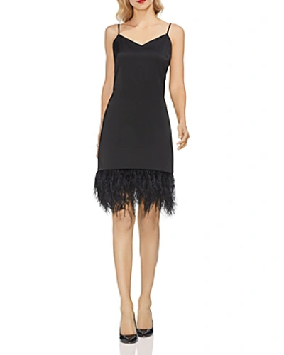 Vince Camuto Feather-hem Sleeveless Dress In Rich Black