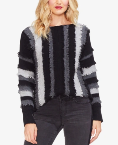Vince Camuto Long Sleeve Colorblock Sweater In Rich Black