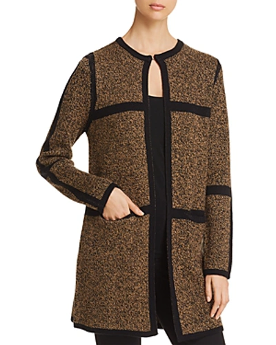 Avec Marled Grid Duster Cardigan In Camel/black