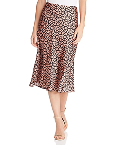 Cotton Candy La Leopard Print Midi Skirt In Mauve/black