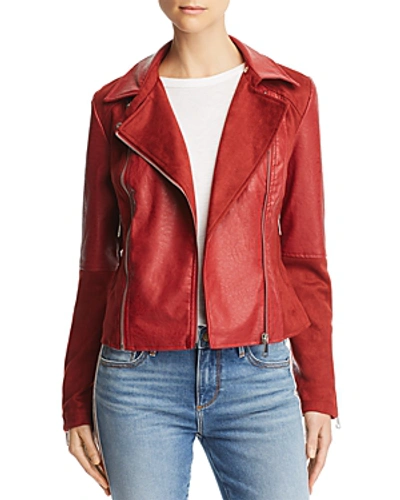 Aqua Faux Leather & Faux Suede Biker Jacket - 100% Exclusive In Red