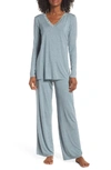 Natori Feathers Essential Long Pj Set In Heather Blue