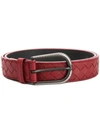 Bottega Veneta Intrecciato Belt In Red