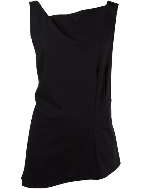 Ann Demeulemeester Asymmetric Twisted Collar Top - Black | ModeSens