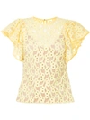 Ginger & Smart Link Embroidered Tulle Top - Yellow