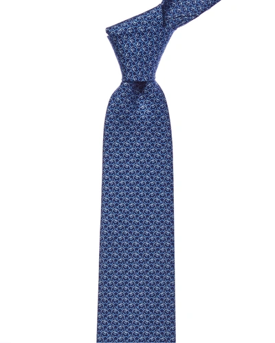 Ferragamo Navy Elephant Silk Tie In Blue