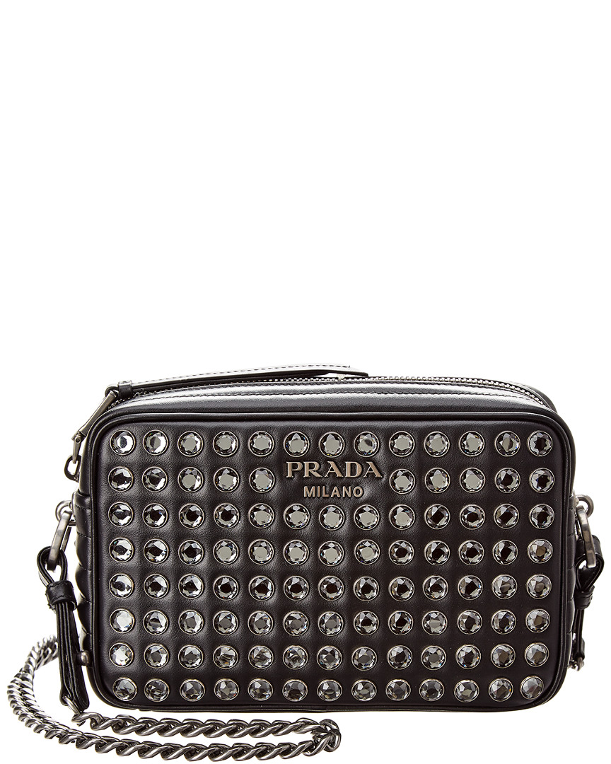 Prada Diagramme Studded Leather Camera 