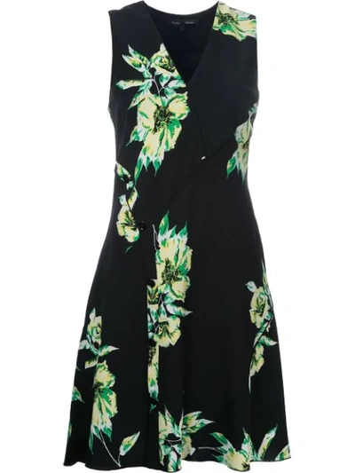 Proenza Schouler Asymmetrical Printed Silk Dress In Black/green