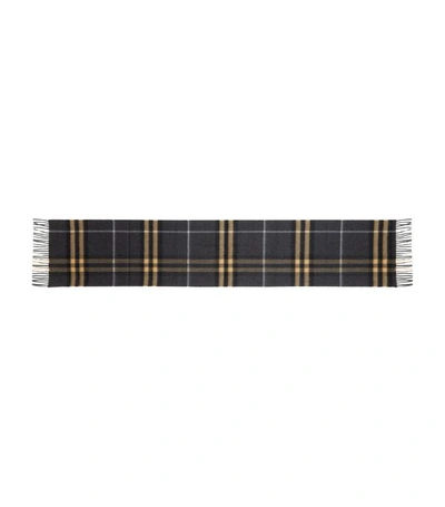 Burberry Classic Check Cashmere Scarf In Dark Pewter Grey