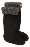Hunter Original Tall Cable Knit Cuff Welly Boot Socks In Black/ Grey