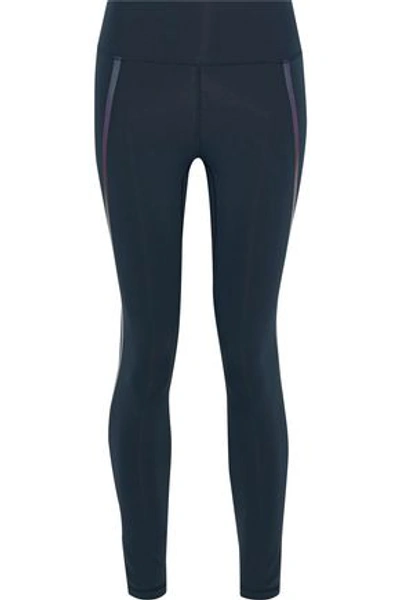 Iris & Ink Abby Metallic-trimmed Stretch Leggings In Midnight Blue