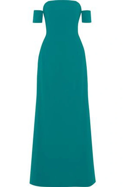 Sachin & Babi Off-the-shoulder Crepe Gown In Teal