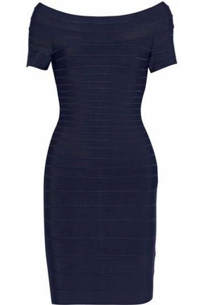 Herve Leger Carmen Off-the-shoulder Bandage Dress In Navy