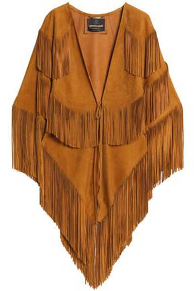 Roberto Cavalli Woman Fringe-trimmed Suede Cape Camel