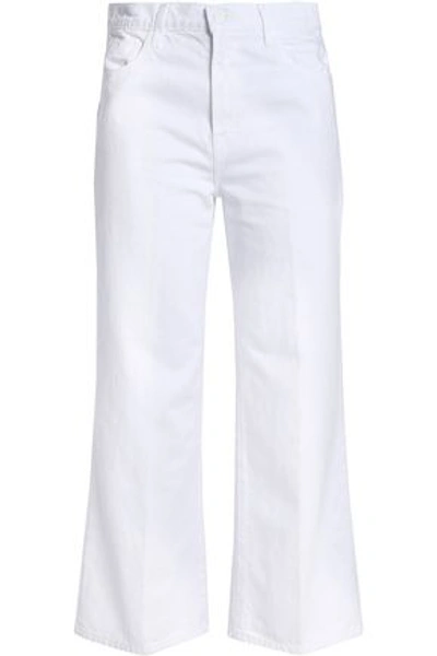 J Brand Joan Cropped High-rise Wide-leg Jeans In White