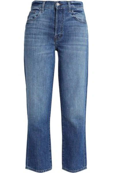 J Brand Wynne Cropped High-rise Straight-leg Jeans In Mid Denim