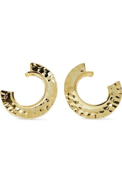 Noir Jewelry Woman Hammered Gold-tone Hoop Earrings Gold
