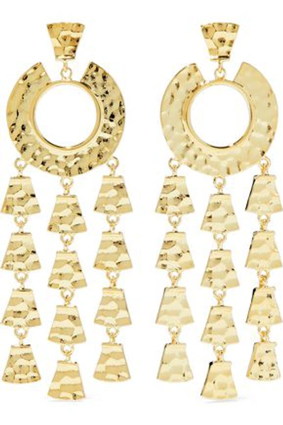 Noir Jewelry Woman Hammered Gold-tone Earrings Gold