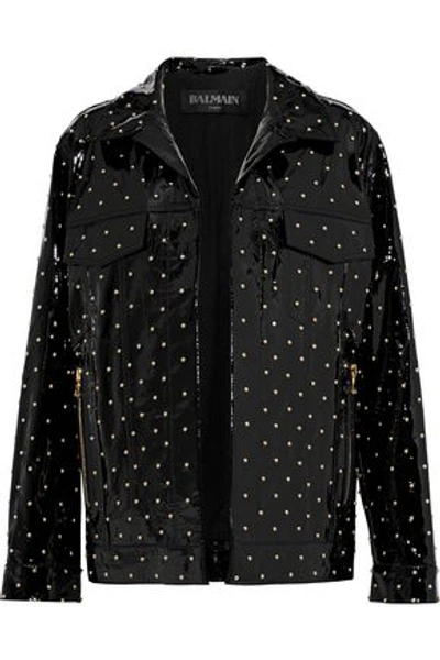 Balmain Studded Patent-leather Jacket In Black