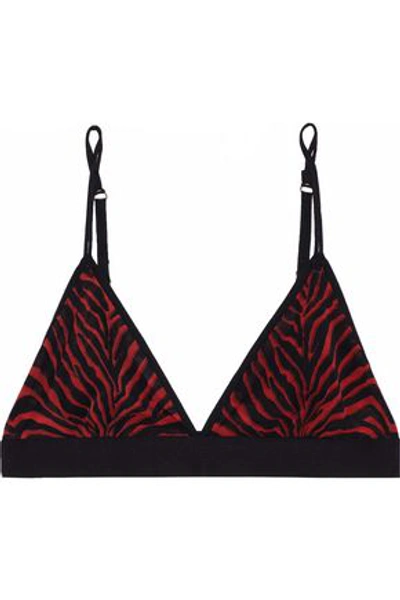 Love Stories Uma Zebra-print Tulle Soft-cup Triangle Bra In Red