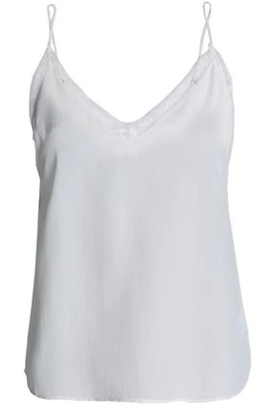 Anine Bing Woman Lace-trimmed Silk Crepe De Chine Camisole White