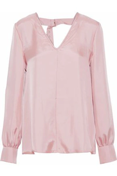 Tibi Mendini Open-back Satin-twill Blouse In Blush