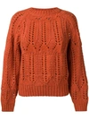 Vanessa Bruno Perforated Round Neck Jumper In Orange