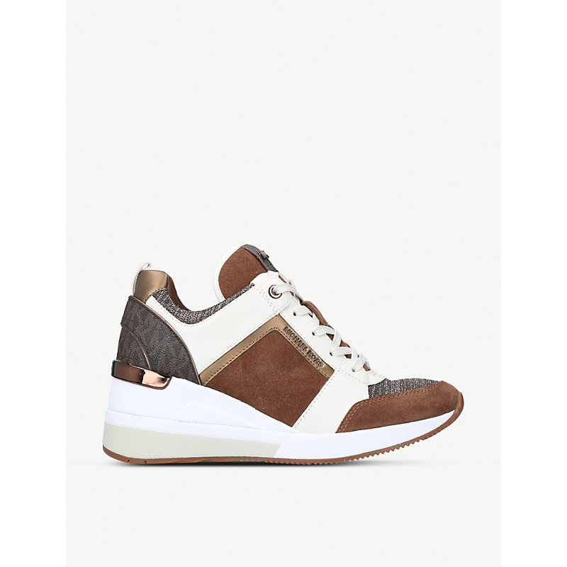 leather wedge trainers