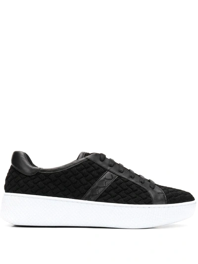 Bottega Veneta Helium Intrecciato Weave Sneakers In Black