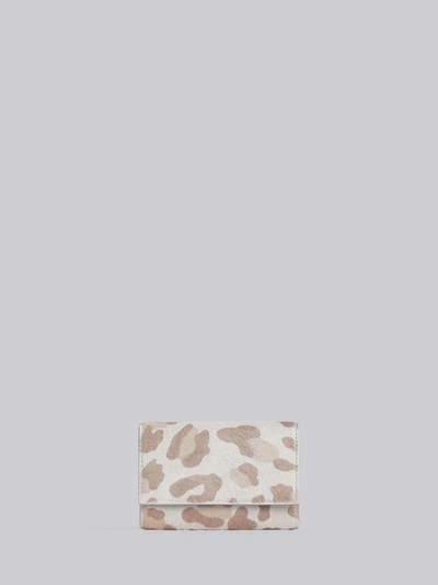Thom Browne Leopard Print Pony Hair Card Case In Grey
