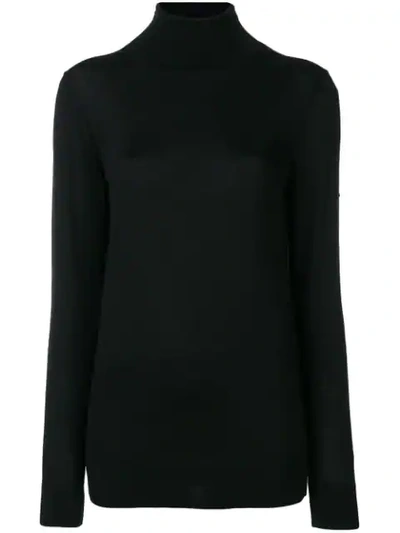 Dolce & Gabbana Turtleneck Long-sleeve Ribbed Sweater In Black
