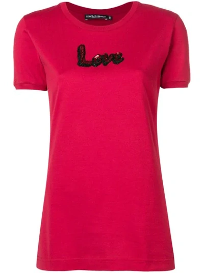 Dolce & Gabbana Embellished Love T-shirt - Red