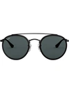 Ray Ban Ray-ban Round Double Bridge Sunglasses - Black