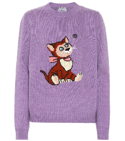 Miu Miu X Disney® Intarsia Wool Sweater In Purple